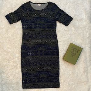 Blue and Gold T shirt Dress